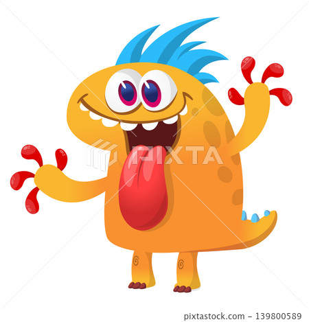 Cartoon scary monster showing tongue . Vector illustration isolated on white. Halloween design Cartoon scary monster showing tongue . Vector illustration isolated on white. Halloween design 139800589