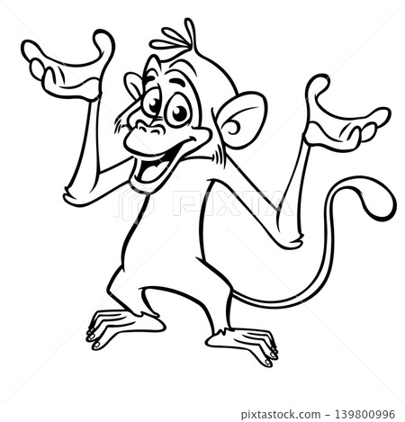 Cartoon funny monkey. Vector illustration of happy monkey chimpanzee Cartoon funny monkey. Vector illustration of happy monkey chimpanzee 139800996