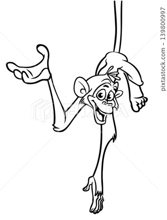 Cartoon funny monkey. Vector illustration of happy monkey chimpanzee Cartoon funny monkey. Vector illustration of happy monkey chimpanzee 139800997