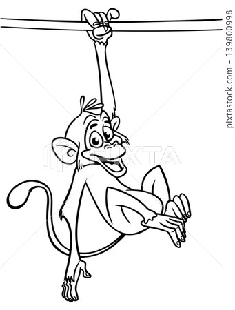 Cartoon funny monkey. Vector illustration of happy monkey chimpanzee Cartoon funny monkey. Vector illustration of happy monkey chimpanzee 139800998