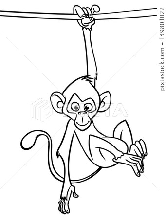 Cartoon funny monkey. Vector illustration of happy monkey chimpanzee 139801022