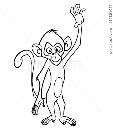 Cartoon funny monkey. Vector illustration of happy monkey chimpanzee 139801023