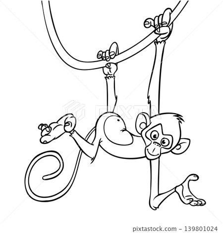 Cartoon funny monkey. Vector illustration of happy monkey chimpanzee Cartoon funny monkey. Vector illustration of happy monkey chimpanzee 139801024
