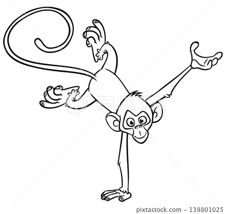 Cartoon funny monkey. Vector illustration of happy monkey chimpanzee Cartoon funny monkey. Vector illustration of happy monkey chimpanzee 139801025