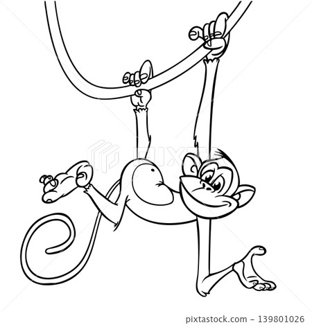 Cartoon funny monkey. Vector illustration of happy monkey chimpanzee Cartoon funny monkey. Vector illustration of happy monkey chimpanzee 139801026