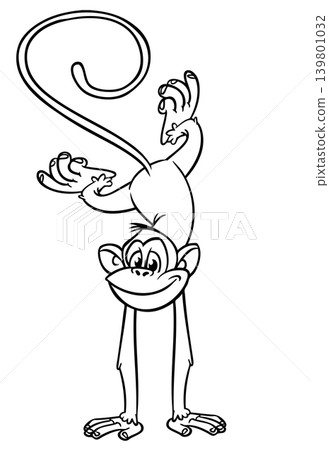 Cartoon funny monkey. Vector illustration of happy monkey chimpanzee Cartoon funny monkey. Vector illustration of happy monkey chimpanzee 139801032