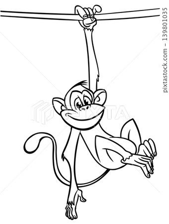 Cartoon funny monkey. Vector illustration of happy monkey chimpanzee Cartoon funny monkey. Vector illustration of happy monkey chimpanzee 139801035