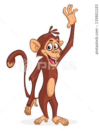 Cartoon funny monkey chimpanzee. Vector illustration isolated on white Cartoon funny monkey chimpanzee. Vector illustration isolated on white 139801283