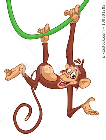 Cartoon funny monkey chimpanzee. Vector illustration isolated on white Cartoon funny monkey chimpanzee. Vector illustration isolated on white 139801285