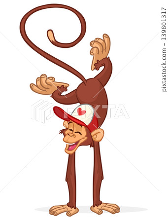 Cartoon funny monkey chimpanzee. Vector illustration isolated on white Cartoon funny monkey chimpanzee. Vector illustration isolated on white 139801317