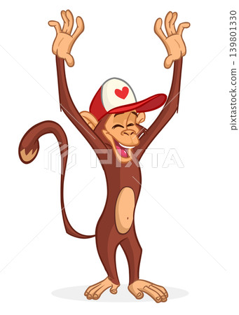 Cartoon funny monkey chimpanzee. Vector illustration isolated on white Cartoon funny monkey chimpanzee. Vector illustration isolated on white 139801330