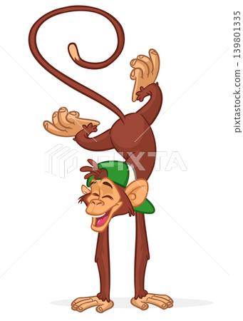 Cartoon funny monkey chimpanzee. Vector illustration isolated on white Cartoon funny monkey chimpanzee. Vector illustration isolated on white 139801335