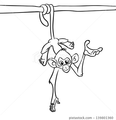 Cartoon funny monkey chimpanzee outlined. Vector illustration Cartoon funny monkey chimpanzee outlined. Vector illustration 139801360