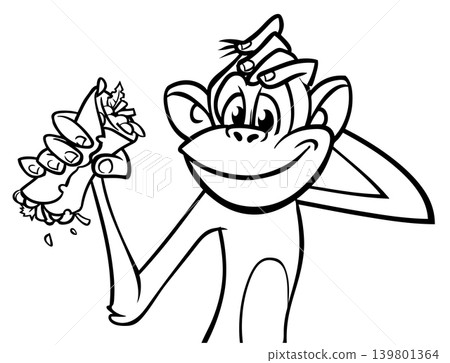 Cartoon funny monkey chimpanzee outlined. Vector illustration Cartoon funny monkey chimpanzee outlined. Vector illustration 139801364