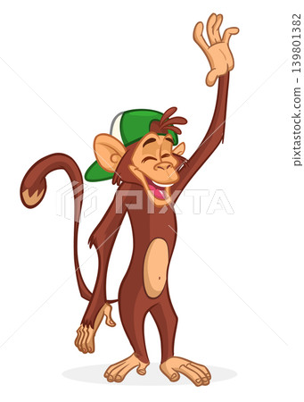 Cartoon funny monkey chimpanzee. Vector illustration isolated on white Cartoon funny monkey chimpanzee. Vector illustration isolated on white 139801382