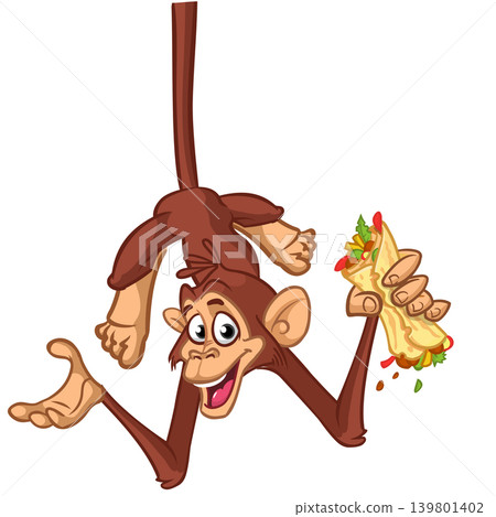 Cartoon funny monkey chimpanzee. Vector illustration isolated on white Cartoon funny monkey chimpanzee. Vector illustration isolated on white 139801402