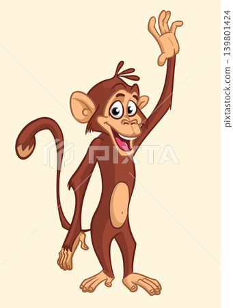 Cartoon funny monkey chimpanzee. Vector illustration isolated on white Cartoon funny monkey chimpanzee. Vector illustration isolated on white 139801424