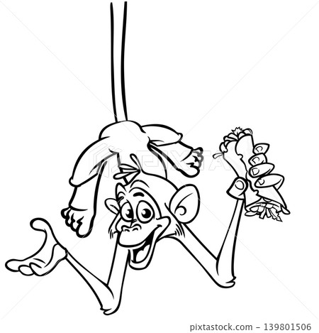 Cartoon funny monkey. Vector illustration of happy monkey chimpanzee 139801506