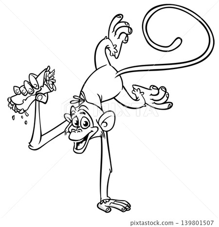 Cartoon funny monkey. Vector illustration of happy monkey chimpanzee Cartoon funny monkey. Vector illustration of happy monkey chimpanzee 139801507
