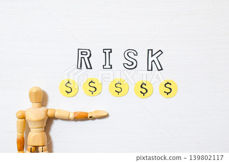 The word "risk" and a drawing mannequin 139802117