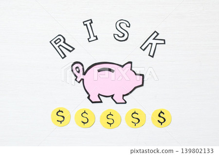 The image of a piggy bank and risk The image of a piggy bank and risk 139802133