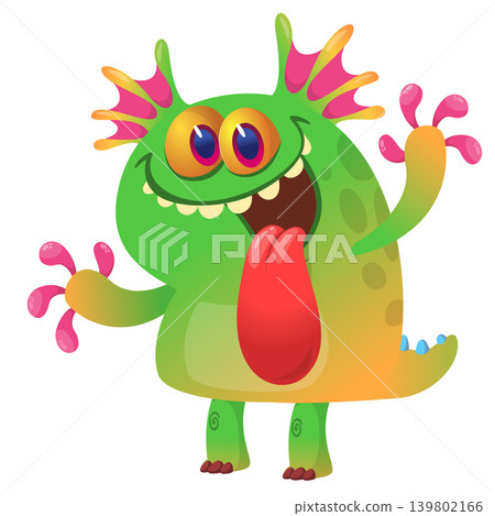 Cartoon scary monster showing tongue . Vector illustration isolated on white. Halloween design Cartoon scary monster showing tongue . Vector illustration isolated on white. Halloween design 139802166