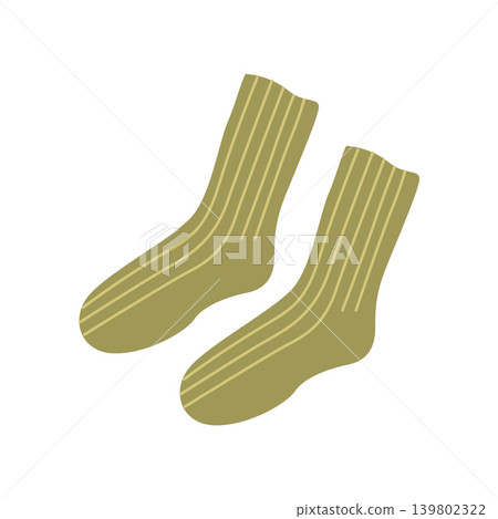 Hand-drawn illustration of warm seasonal green socks isolated on white for packaging and fall or winter vibes cozy projects Hand-drawn illustration of warm seasonal green socks isolated on white for packaging and fall or winter vibes cozy projects 139802322