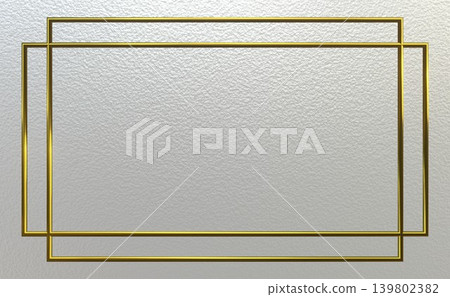A sophisticated background material featuring a refined white texture background and a glamorous 3D gold frame. 139802382