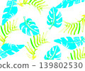 Tropical Leaf Background: Light Blue, Yellow-Green 139802530