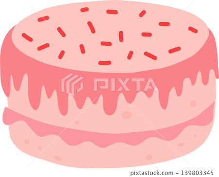 Pink Cake Illustration With Frosting And Sprinkles Pink Cake Illustration With Frosting And Sprinkles 139803345