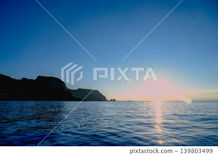 Taiwan, Lanyu - A panoramic view of Dongqing Bay in 2026, Dalu tribe's traditional pin boat station on Etuushi Beach Taiwan, Lanyu - A panoramic view of Dongqing Bay in 2026, Dalu tribe's traditional pin boat station on Etuushi Beach 139803499