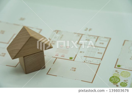 A floor plan of my home and house-shaped building blocks 139803676