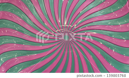 Vibrant pink and green hypnotic spiral swirl pattern with a glossy finish in an abstract macro view Vibrant pink and green hypnotic spiral swirl pattern with a glossy finish in an abstract macro view 139803768