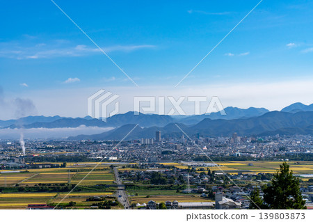 Yamagata city in early autumn as seen from Shiroyama Yamagata city in early autumn as seen from Shiroyama 139803873