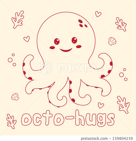 Baby octopus t shirt print graphic template with text typography vector illustration. 139804239
