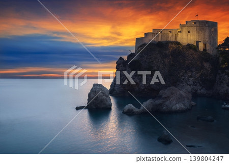 Lovrjenac Fortress and Fort Bokar Croatia at Sunset Twilight 139804247