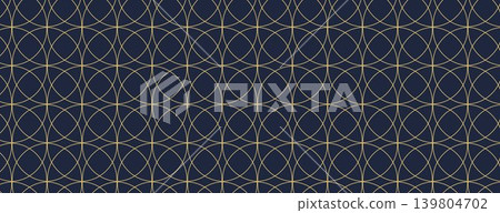 Seamless Geometric Pattern with Intersecting Circles on Dark Blue Background Seamless Geometric Pattern with Intersecting Circles on Dark Blue Background 139804702