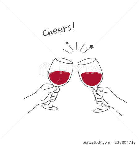 Illustration of a toast with wine Illustration of a toast with wine 139804713