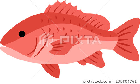 Cartoon Illustration of a Pinkish-orange Fish with Fins and Tail Cartoon Illustration of a Pinkish-orange Fish with Fins and Tail 139804761