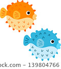 Cute pufferfish cartoon character, Puffy blowfish illustration, Happy spiky porcupinefish clipart 139804766