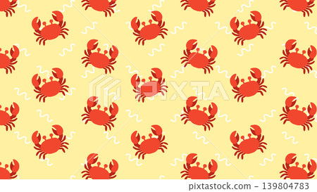 Red Crabs with White Squiggles on Yellow Background for Wallpaper Red Crabs with White Squiggles on Yellow Background for Wallpaper 139804783