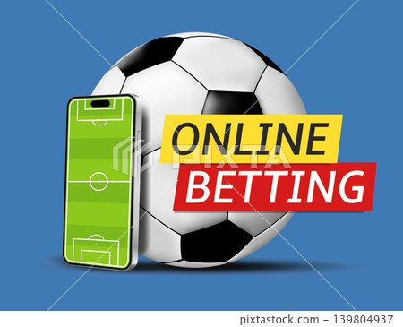 Sports betting online banner with smartphone and soccer ball. Mobile gambling online concept. Sports betting online banner with smartphone and soccer ball. Mobile gambling online concept. 139804937