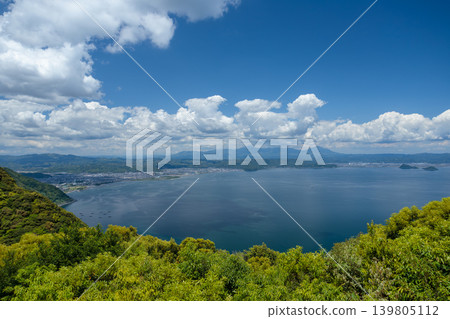 A view from a hilltop overlooking Kinko Bay and the city (Kagoshima Prefecture) A view from a hilltop overlooking Kinko Bay and the city (Kagoshima Prefecture) 139805112