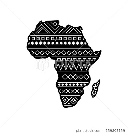 Happy Africa Day Map with Traditional Tribal Pattern Ornament Happy Africa Day Map with Traditional Tribal Pattern Ornament 139805139