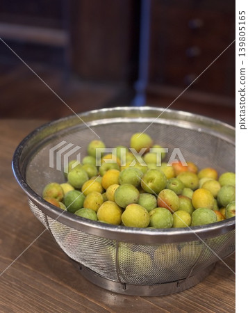 Plum preparation: Plums in a basket Plum preparation: Plums in a basket 139805165