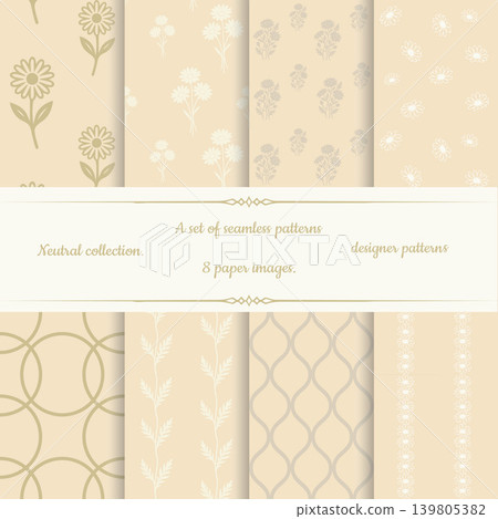 Beige Floral Seamless Pattern Collection Beige Floral Seamless Pattern Collection 139805382