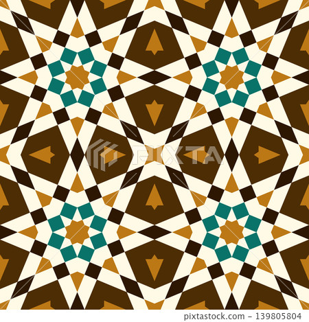 Seamless arabic geometric ornament based on traditional arabic art. Muslim mosaic. Turkish, Arabian tile. Girih style. 139805804
