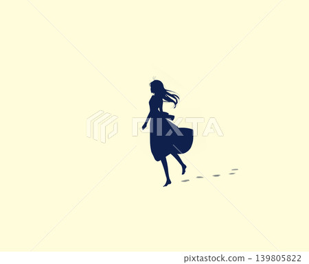 女人行走,腳印,輪廓 女人行走,腳印,輪廓 139805822