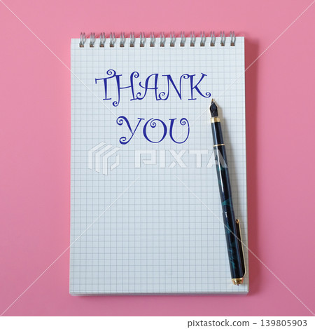 THANK You word on book note and pen. THANK You word on book note and pen. 139805903