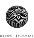 Radial Geometric 3D Pattern on Sphere. Decorative Ball. Radial Geometric 3D Pattern on Sphere. Decorative Ball. 139806121